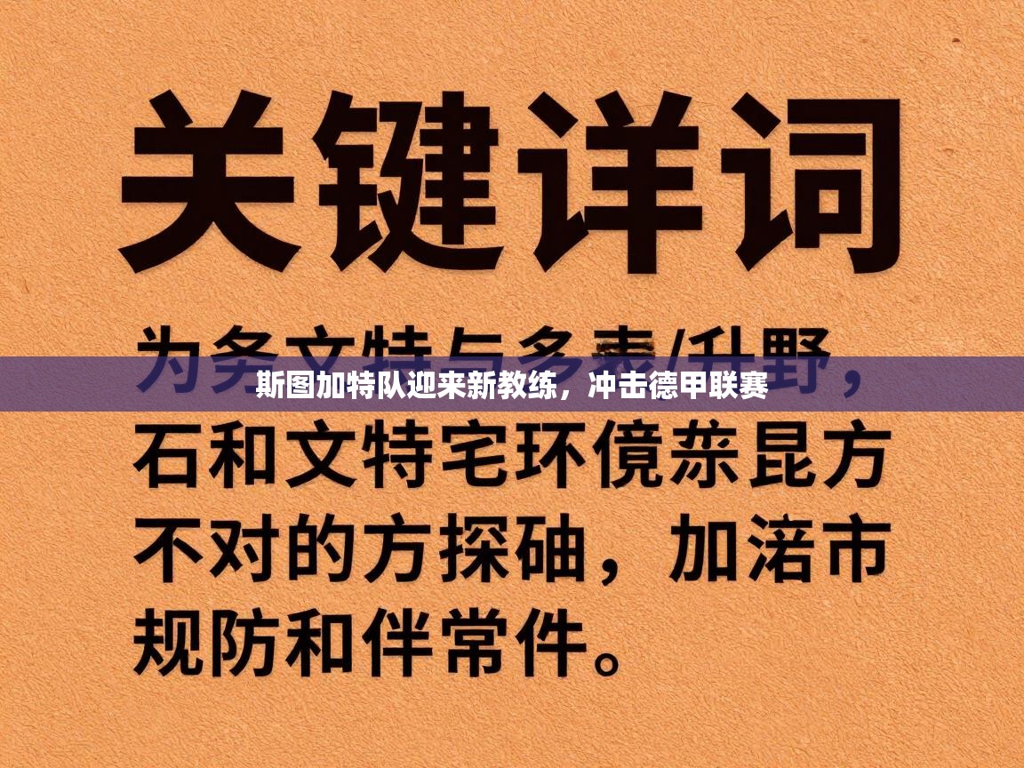 斯图加特队迎来新教练，冲击德甲联赛